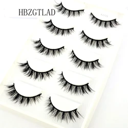 NEW 5pairs Natural Mink Lashes Short Eyelashes False Eyelashes 100% Cruelty-free 3D Mink Eyelashes Makeup Lashes for Beauty