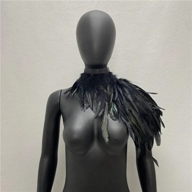 Feather Shrug Shawl Shoulder Wrap Cape Retro Gothic Collar Cosplay Party Stage Performance Fake Collar Costume Accessories