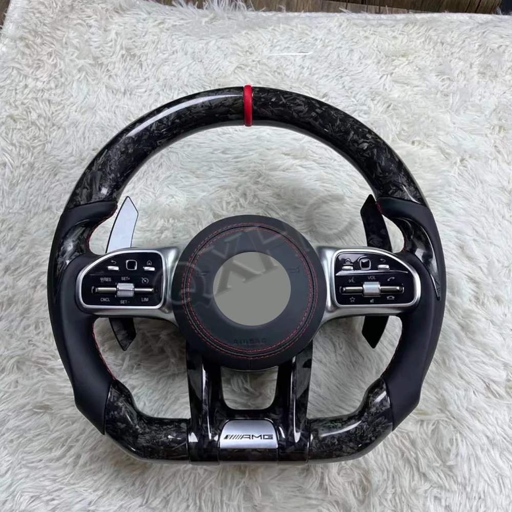 For Mercedes Benz A/B/C/E/S/G/GLC/GLE Class 2010-2020 For AMG leather carbon fiber Steering Wheel