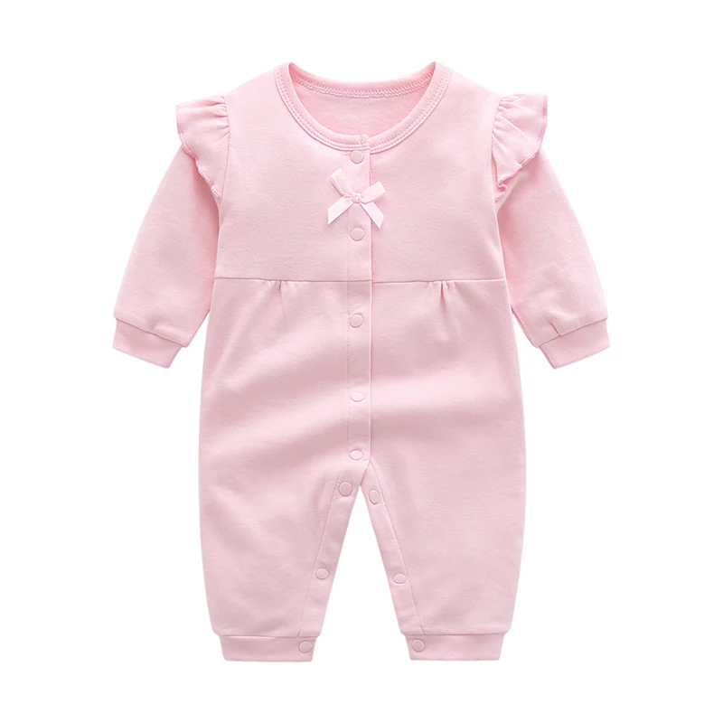 

Autumn newborn baby one-piece crawling clothes 0-1 year old baby girl pink princess sleeve autumn outing jumpsuit