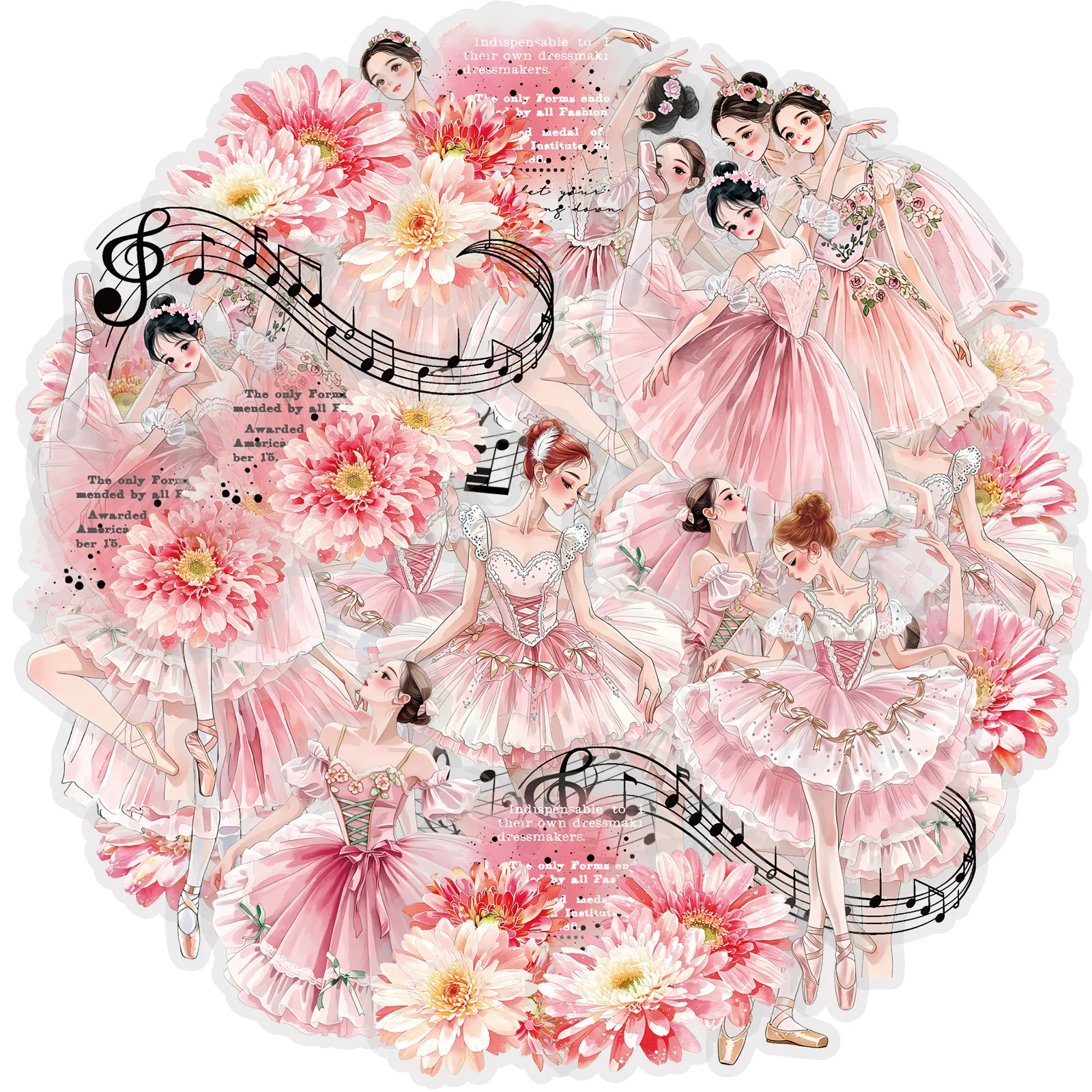 Etori Life 30Pcs Pink Tone Ballet Girl Journal Stickers Gentle Dreamy Ballet Characters Pet Stickers Suitable for Laptops, Phone Stickers, Suitcases, Photo Albums, Guitars, Dance Enthusiasts, Handmade Scrapbooking Supplies, Office Decoration Accessories, DIY Crafts, Birthday and Holiday Gifts, Card Making, Art Aesthetics, School Supplies