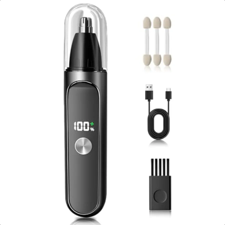 

Men's Nose Hair Trimmer 2025 Ear and Nose Hair Trimmer USB Charging LED Display Screen Stainl Steel DoubleEdged Rotating Blade