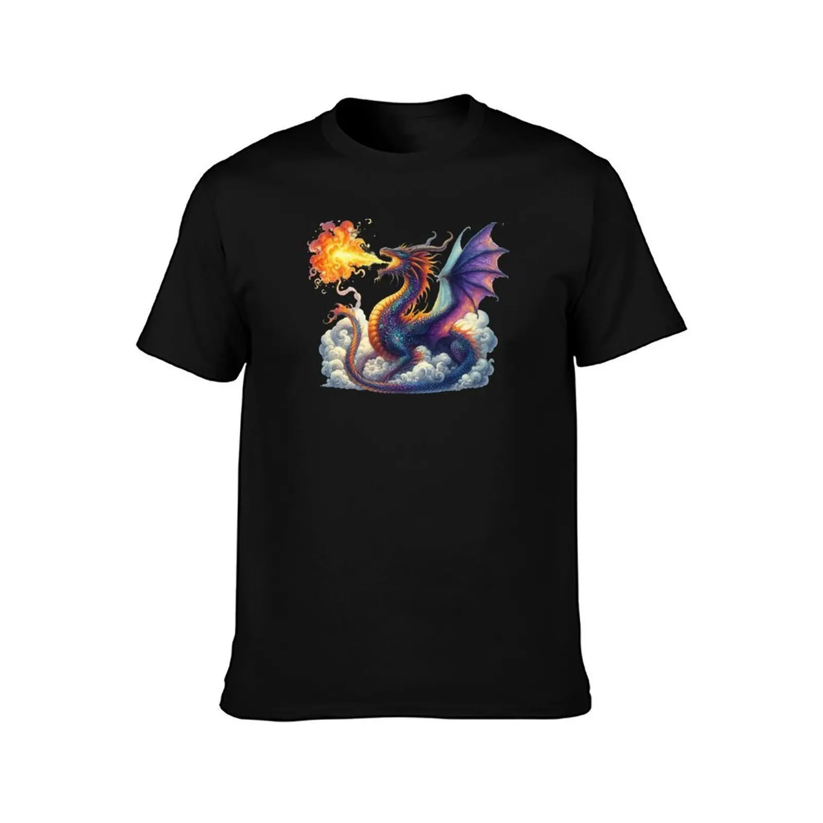Dragon's Embrace: Enchanted Realm T-Shirt, Summer Casual Cotton Tee, Oversized Streetwear Tops, Vintage Graphic Print