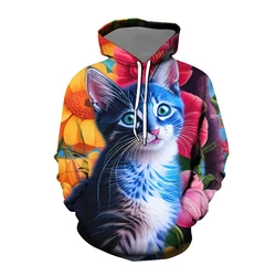 Cute Cat Animal 3D Print Hoodies Women Autumn Winter Fashion Long Sleeve Hooded Sweatshirts Streetwear Pullovers Female Clothing