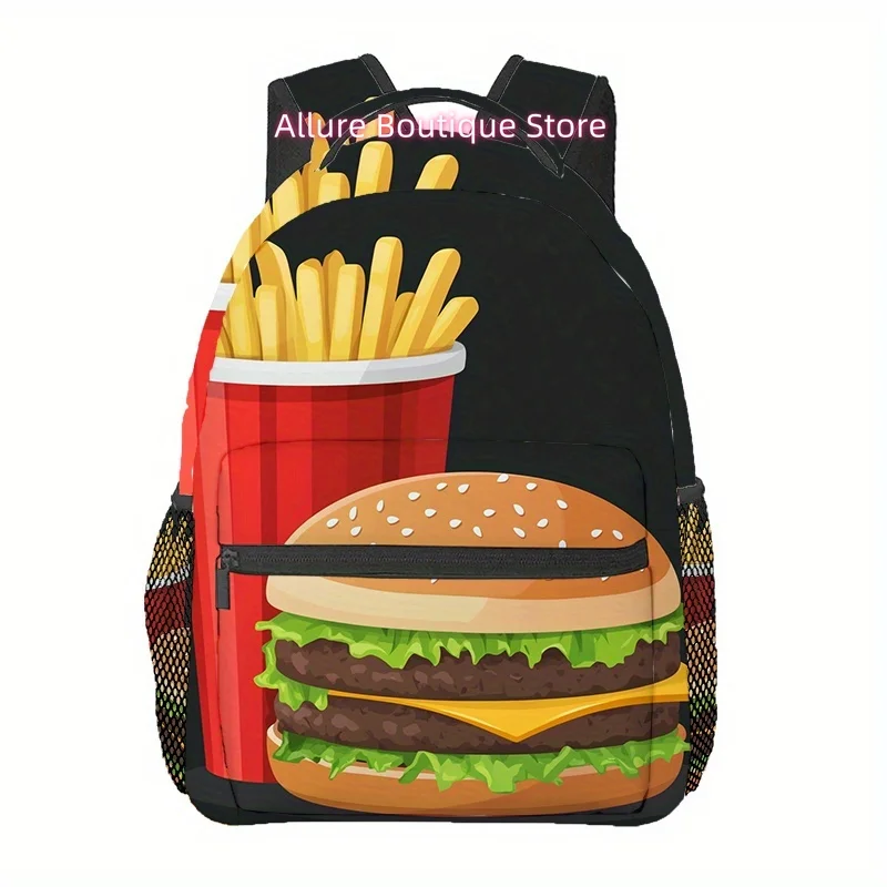 Hamburger Fries (4) Printed Backpack, Men's Outdoor Sports Backpack Hiking Backpack, Camping, Casual Party, Unisex Adjustable Sh