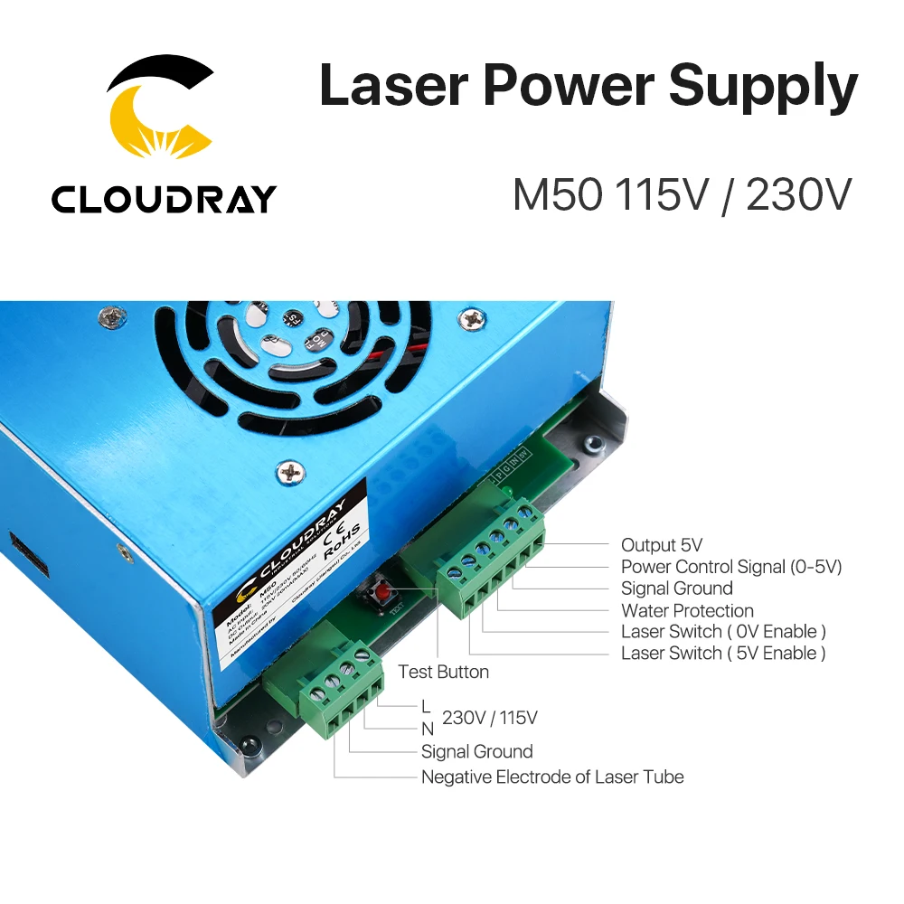 Cloudray 50W CO2 Laser Power Supply 3A Output  for 45-50W Laser tube CO2 Laser Engraving Cutting Machine M50