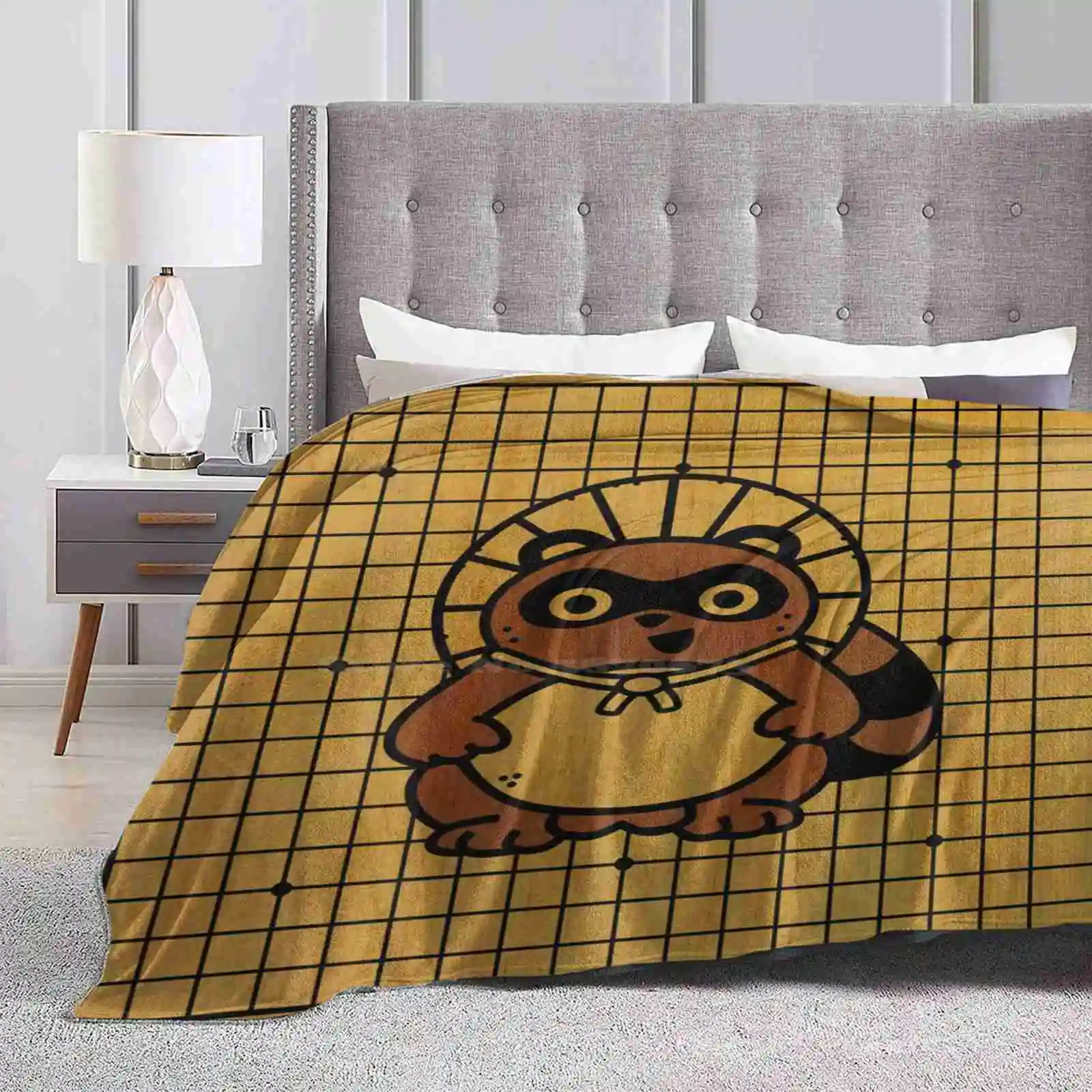 The Tenuki Tanuki Creative Design Light Thin Soft Flannel Blanket Baduk Weiqi Kifu Go Board Board Game Go Game Game Record