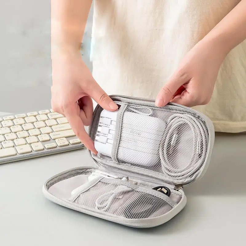 Portable Travel Electronics Organizer Bag Multi-Pocket Water-Resistant Storage Case for USB Cables Earbuds Charger Adapters