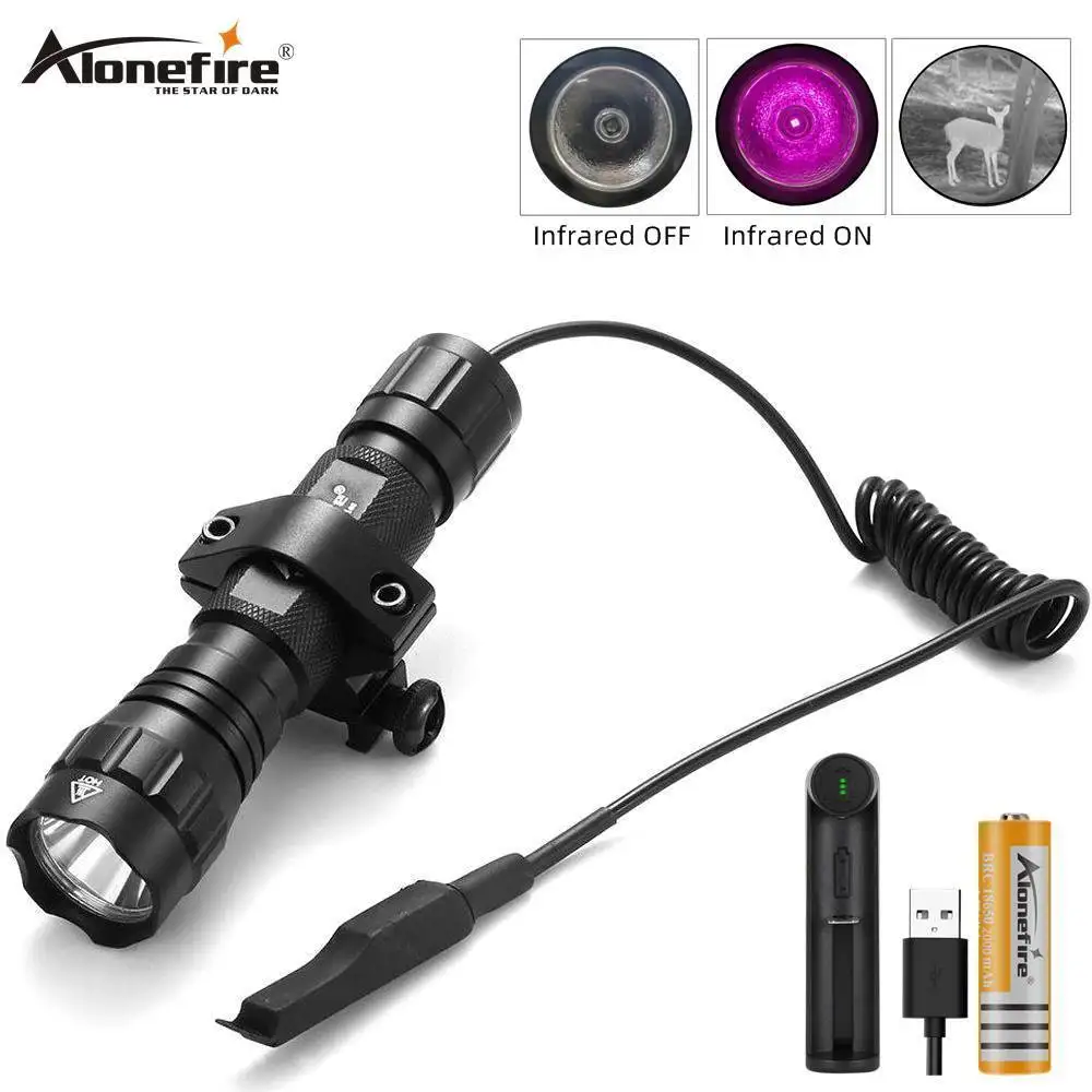 AloneFire LED 야간 투시경 손전등, 토치 사냥 손전등 랜턴, 적외선 IR 850nm, 501B, 5W