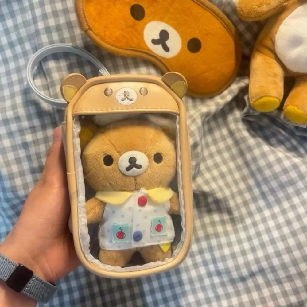

Durable Cute Rilakkuma Storage Bag PU Leather Cartoon Anime Organizer Box Portable Multifunctional Handbag Gifts