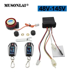 Two Way Anti-theft Alarm 48v ~145v LCD Screen Electric Bike Alarm Auto Sensing Security System Tire Pressure Monitor