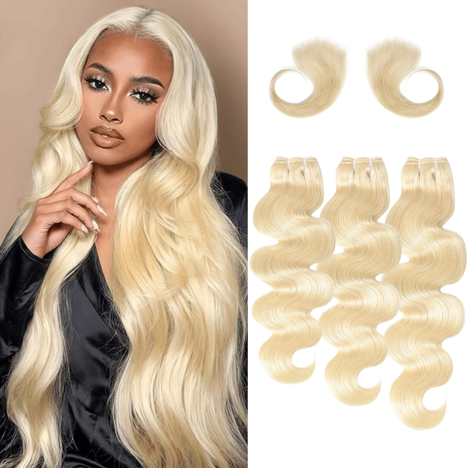 #613 Bundles Human Hair 3 Bundle 20 Inches Blonde Bundles Color Body Wave Human Hair Bundles Brazilian Real Hair For Women