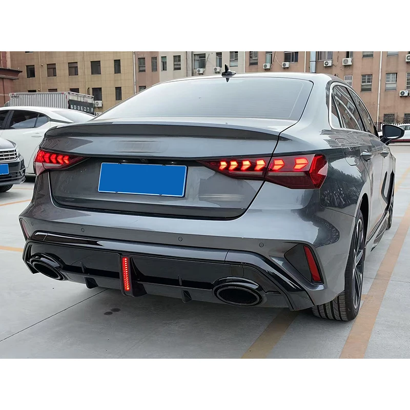 RS3 2025 تعديل السيارة طقم المصد الأمامي والخلفي الجديد مع ترقية سيارة الضباب الخفيف لـ 2021-2024 4ud1 A3