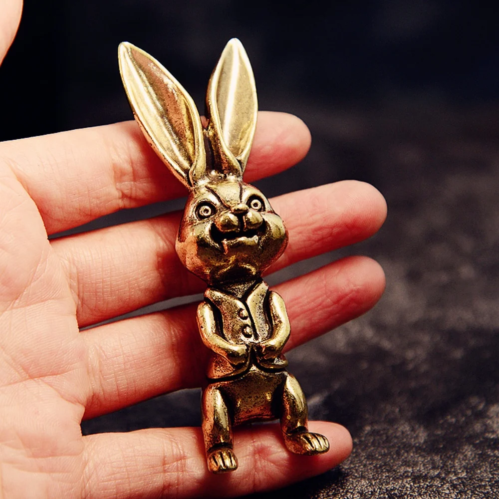 

Solid Brass Rabbit Decorative Figurine - Mini Collectible Rabbit Ornament for Home Desktop Decor, Metal Decorative Accent​​