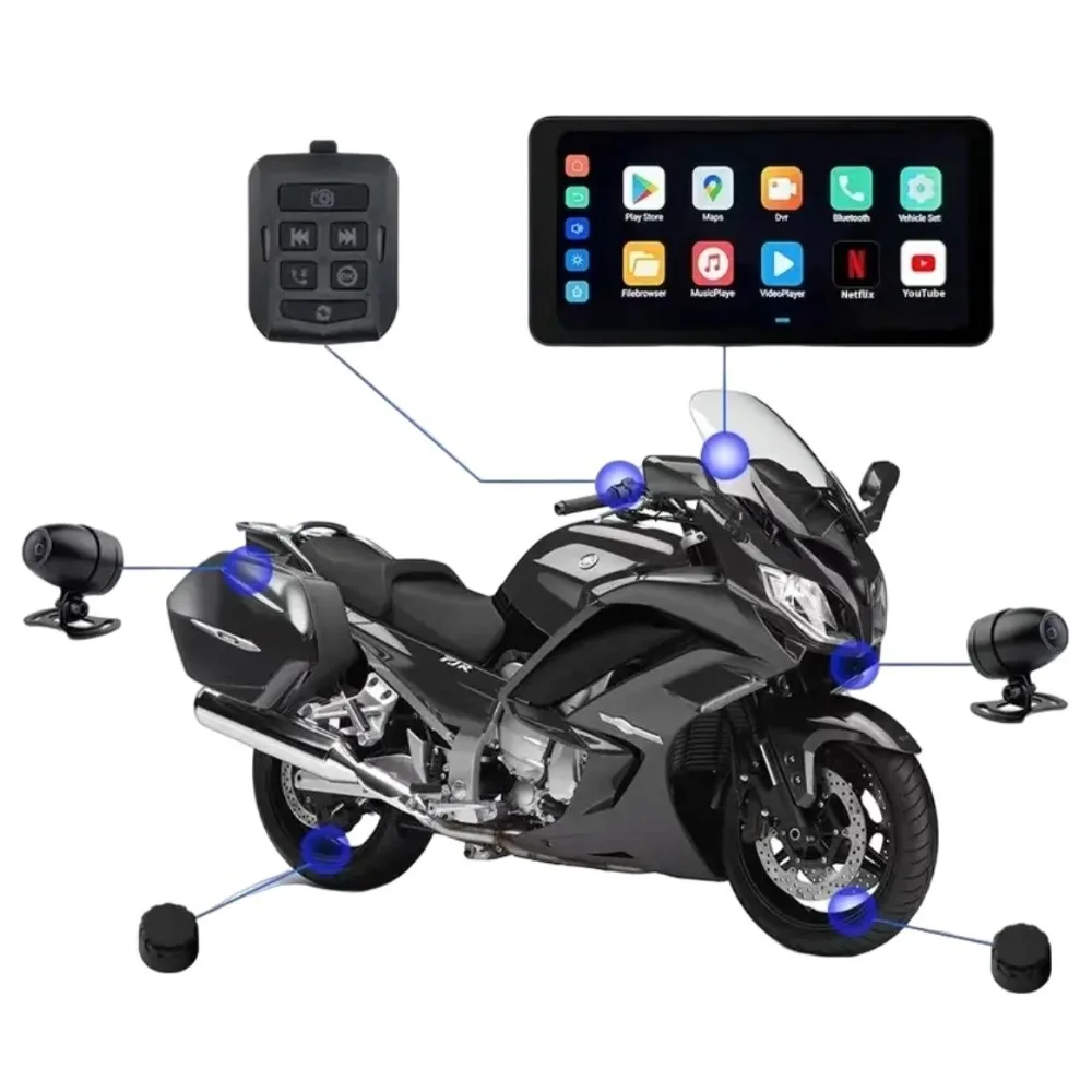 IP67 Waterproof Motorcycle Camera Dual Mode Tire Monitor Smartphone Control Motorbike Camera 1080P Camera on-Dash Cameras