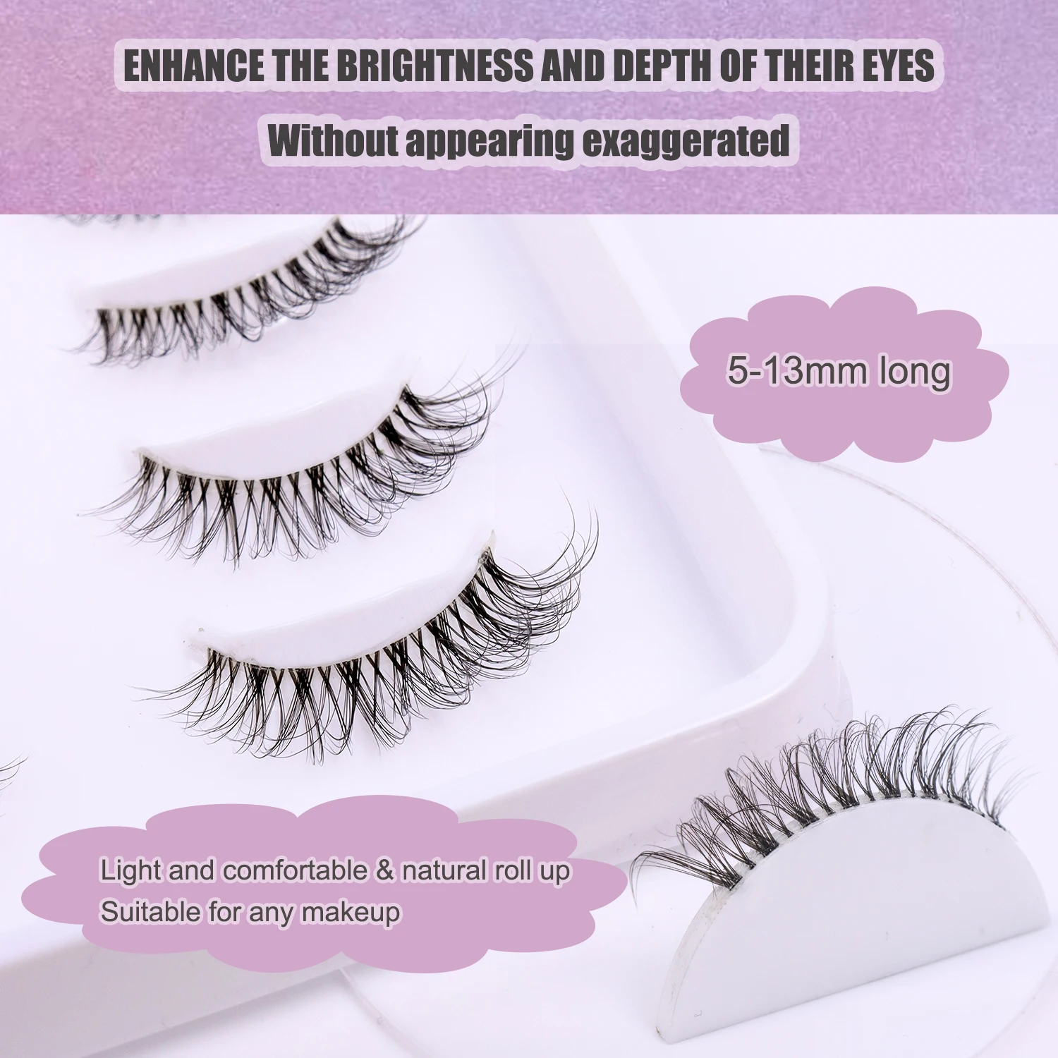 20 زوجًا من الرموش الصناعية الشفافة الطبيعية الذكية D Roll Cross خفيفة ومريحة مع مكياج يومي