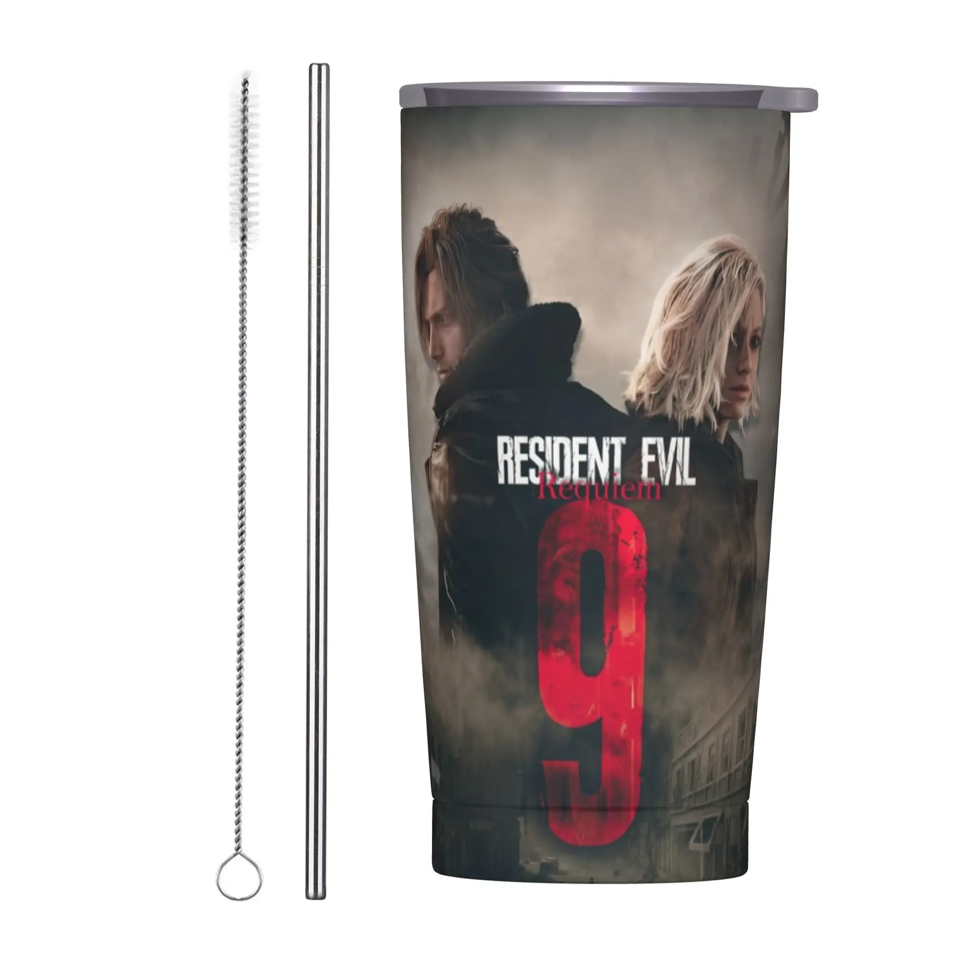 Residents Evils 9 Requiem  Insulated Tumbler with Lid  Vacuum Thermal Mug Double Wall Car Bottle Cups 20oz