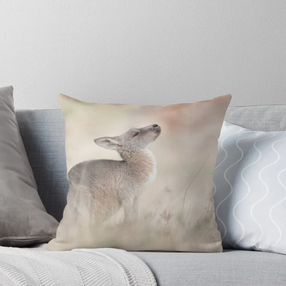 Enchantment - Eastern Grey Kangaroo Throw Pillow Pillows Aesthetic Cushions For Children Sofa Cushions pillow