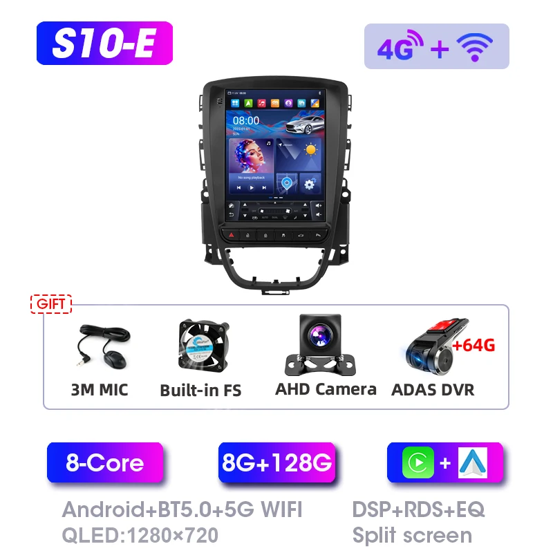 Srnubi 2 Din Android Autoradio Multimedia Video Player Voor Opel Astra J Vauxhall Buick Verano 2009-2015 4G Draadloze Carplay