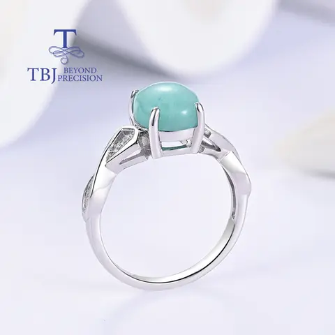 Gorgeous 2.97ct natural oval 8*10mm amazonite rings 925 sterling silver real gemstone fine jewelry for women's anniversary gifts