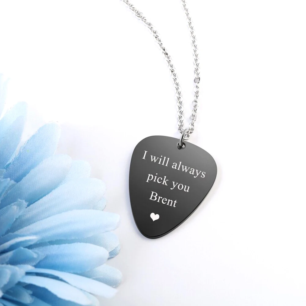 Personalized Guitar Picks Necklace, Custom Engraved Any Content Guitar Picks, Guitar Picks Gift For Boyfriend, Rock Musicians