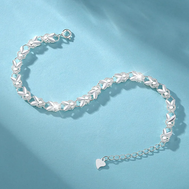 Andara 925 Sterling Silver Bracelet Lucky Cute Rabbit Bracelet For Women Engagement Party Jewelry Gifts