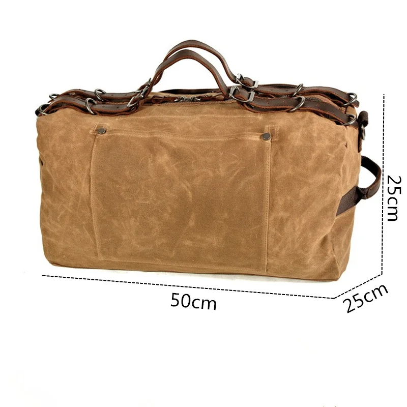 

Nesitu Vintage Large Big Khaki Black Green Grey Genuine Leather Canvas Trip Women Men Travel Bag Shoulder Messenger Duffle M9518