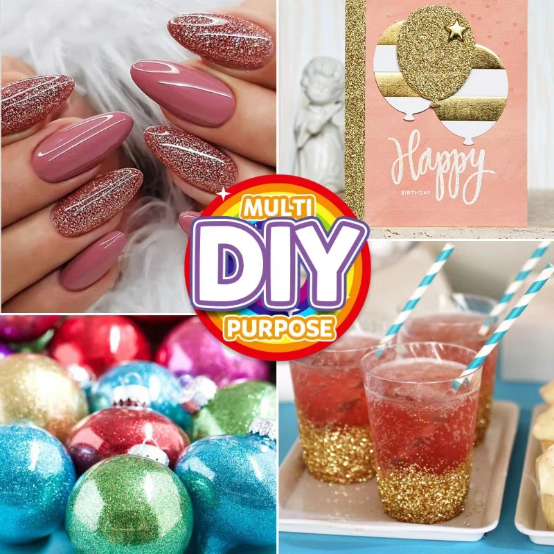 

12 Color Body Glitter - Extra Fine Festival Makeup Cosmetic Glitter for Nail Art, Face, Body, Hair, Resin Art, Crafts