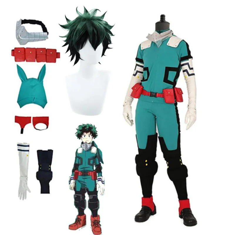 Anime My Hero Academia Cosplay Midoriya Izuku Deku Battle Cosplay Unisex Costume Costume Set Halloween Wig Hair