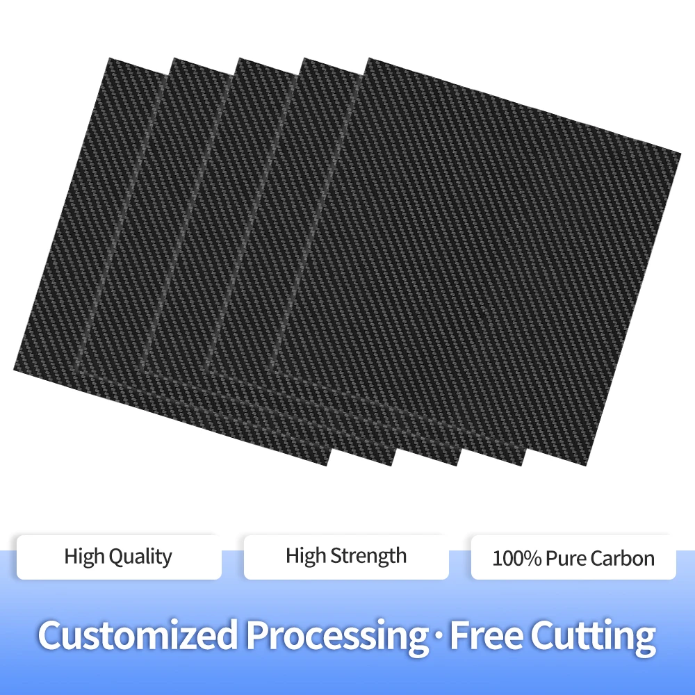 3K Carbon Fiber Laminate Plate Sheets High Composite Hardness Material Applicable to CNC engraving machine cutting Thick 1-3mm