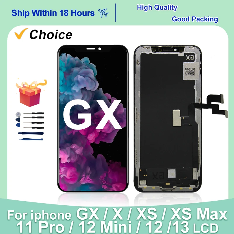 GX AMOLED For iPhone X XS Max LCD Display True Tone With 3D Touch Screen For iPhone 11 12 Pro Max 12 Mini LCD Pantalla Digitizer