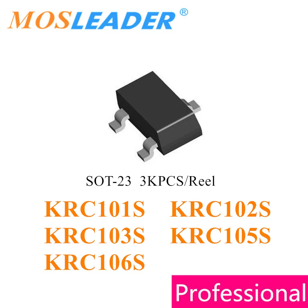 

Mosleader KRC101S KRC102S KRC103S KRC105S KRC106S SOT23 3KPCS KRC101 KRC102 KRC103 KRC105 KRC106 PNP 0,1a 50V китайский транзистор