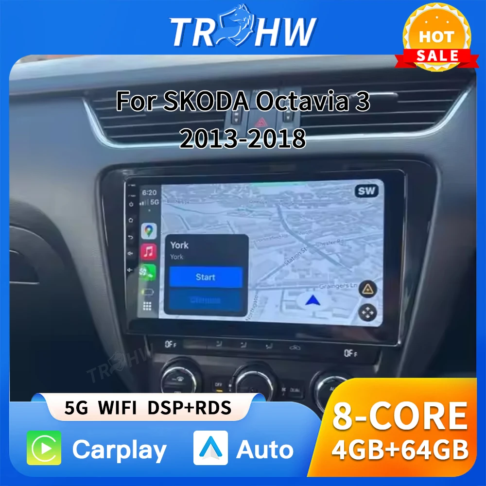 

Android 16 Carplay Auto Car Radio For Volkswagen SKODA Octavia 3 A7 2013 2014 2015 2016 2017 2018 Multimedia Player Stereo GPS