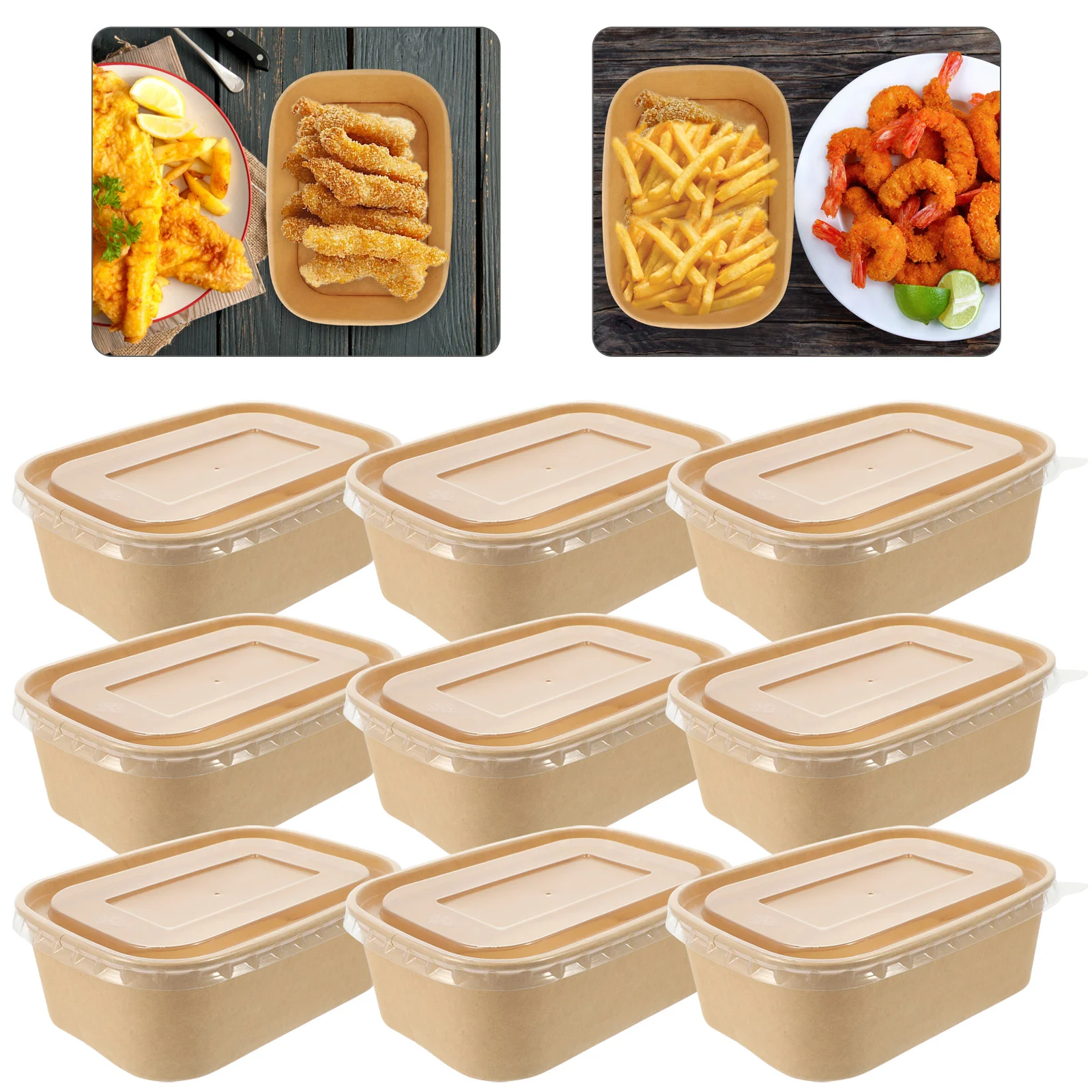 10 Sets Packed Lunch Box Cake Boxes and Packaging Cardboard Package Paper Food Takeout Containers Kraft