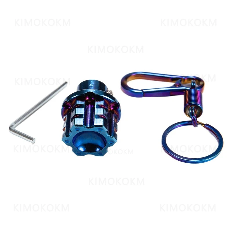 Universal Aluminum Keychain Modified Burn Blue DIY Key Cover Case Shell Fit Motorcycle Car ATV Key Bit Pentagonal Hexagon