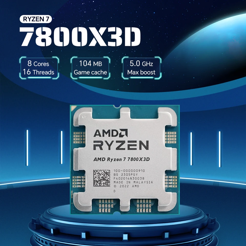 AMD Ryzen 7 7800X3D 5NM 8-Core 16-Thread 4.2GHz Socket AM5 L3=96M