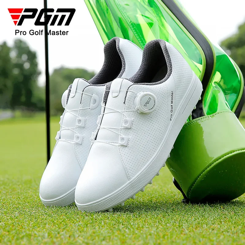 PGM Women Golf Shoes Waterproof Knob Buckle Shoelace Sneakers Fashion Ladies Comfortable Non-Slip Trainers Shoes XZ305