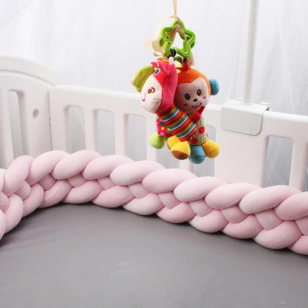 Baby Bumpers For Cribs Pink 4 Knotted Infant Room Decor