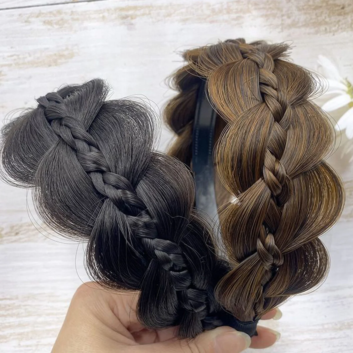 Synthetic Wig Twist Headbands for Women Fishbone Braids Hair bands Handmade Retro Head Hoop Styling Headwear Accessories