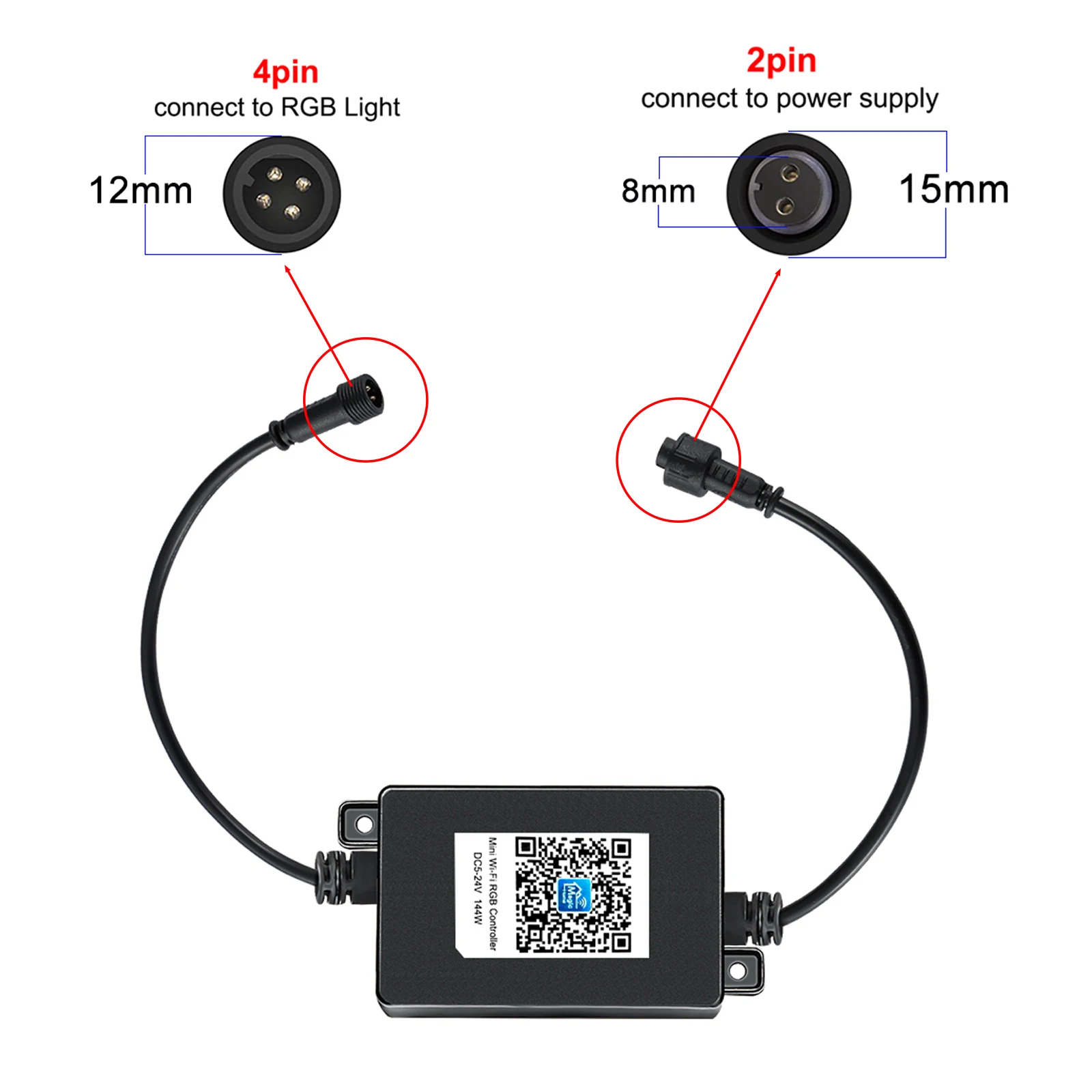 Magic Home/Alexa LED WIFI Controller สำหรับ4Pin RGB นีออน/แถบ/ดาดฟ้า/สระว่ายน้ำ/สวน Android & IOS IP68 DC5-28V Max:144วัตต์