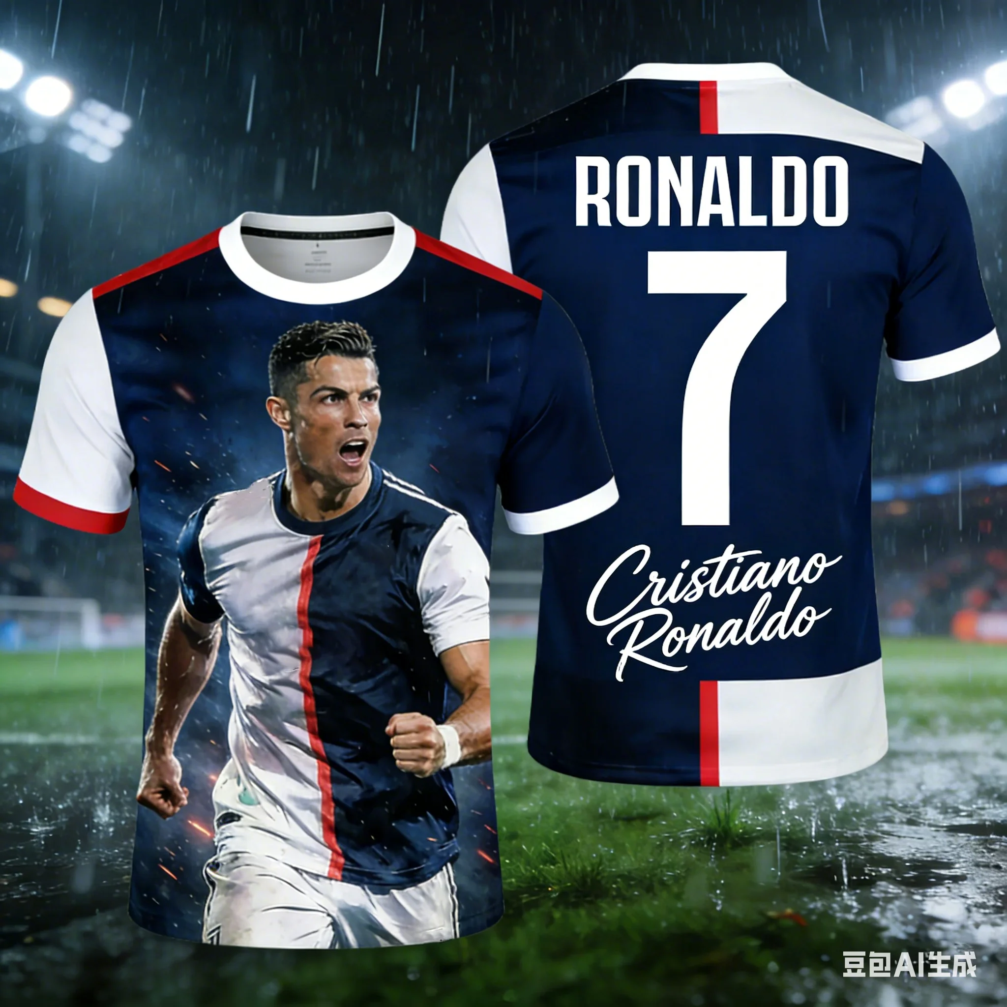 Ronaldo's Summer Printed Children's Family Football Sportswear Is Loose and Comfortable, Suitable for Daily Wear.