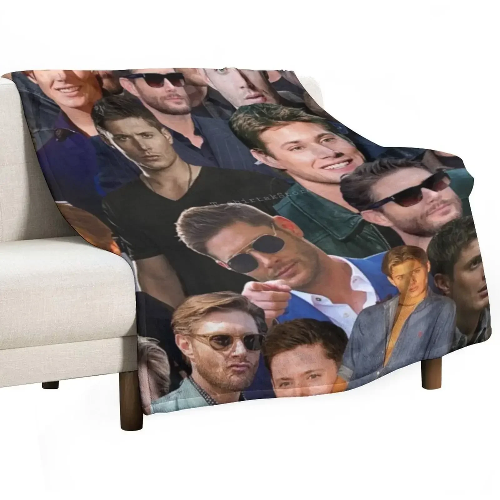 

jensen ackles photo collage Throw Blanket Giant Sofa Flannel Fabric Weighted Blankets