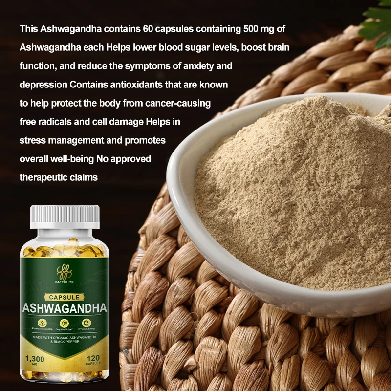 Organic Ashwagandha, Herbal Supplement for Stress Relief, Energy Support, Occasional Sleeplessness, Non-GMO, Vegan, Gluten Free