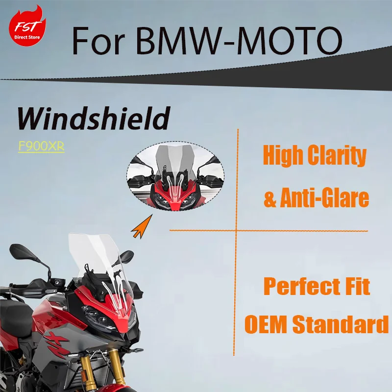 

Motorcycle Upgrade Windshield Front Wind Deflector for BMW F900XR Clear Windscreen Modified Parts