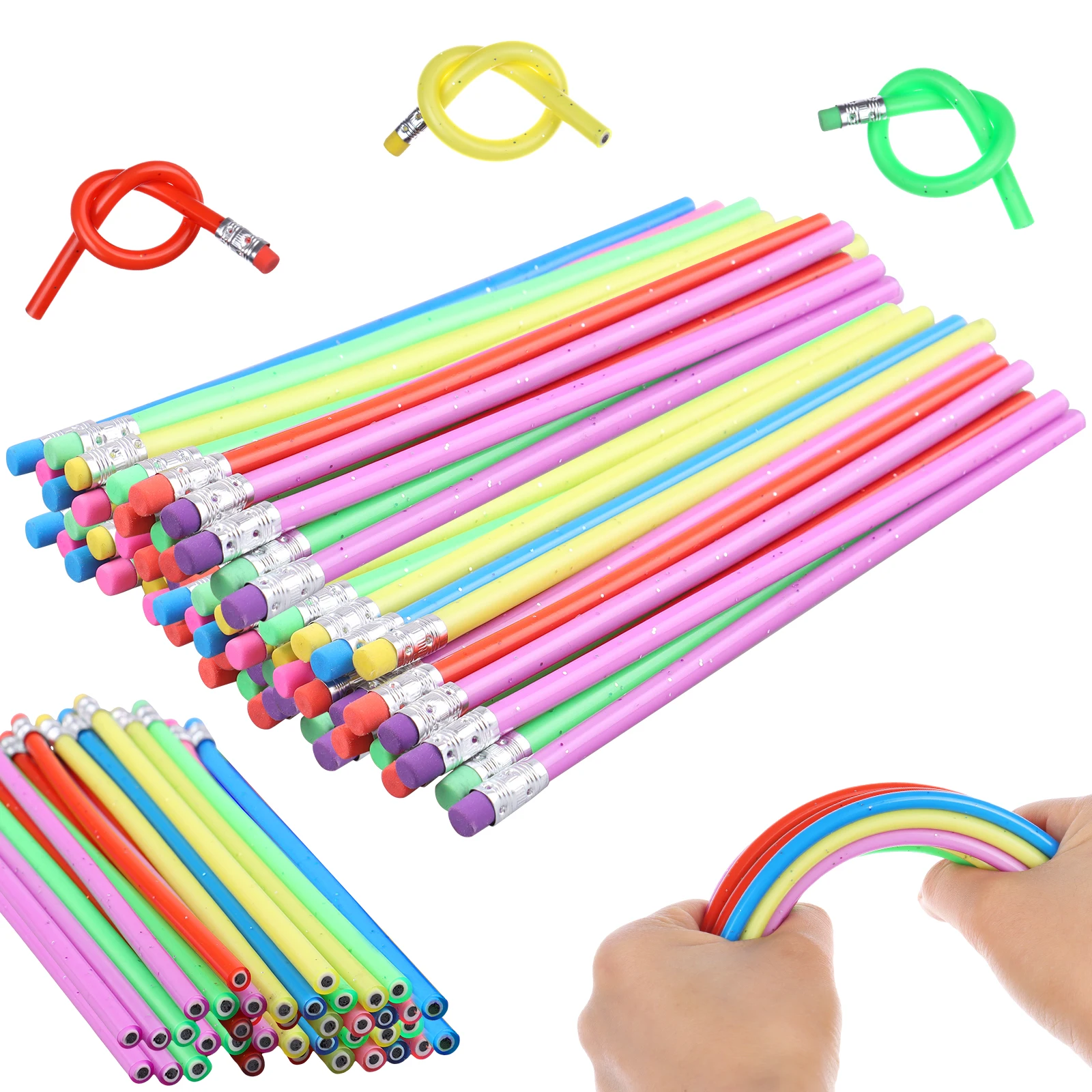 

42Pcs Creative Gift Pencil Plastic High Note Pencil Can Be Bent At Will Student Creative Stationery Small Prize School Supplies