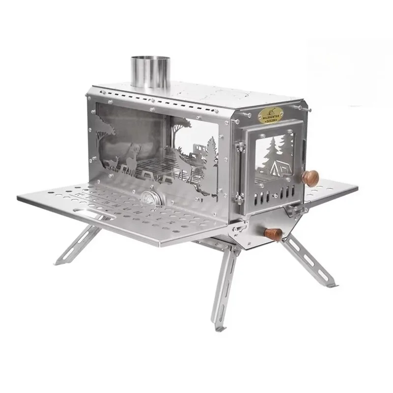 Outdoor camping knight large firewood stove tent indoor pellet compartment heating