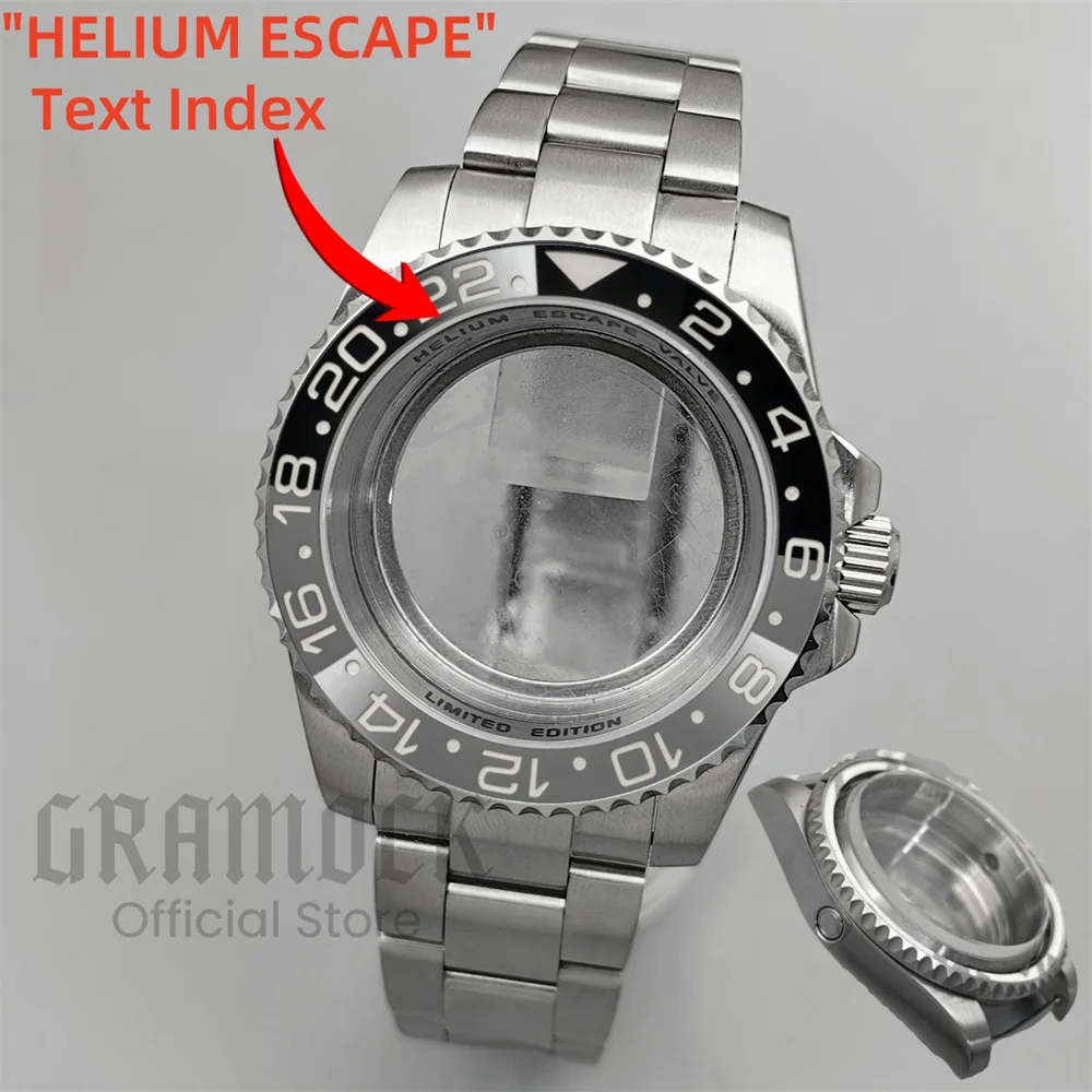GRAMOCK NH35 40mm SEA Case Steel Diving Watch Case Glide Lock Clasp 100M Waterproof Fit NH34 NH35 NH36 NH38 ETA2824 Movement