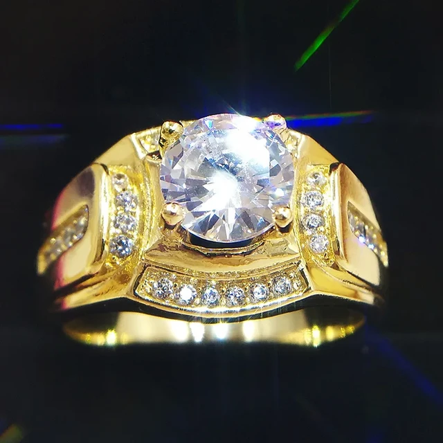 Gold Color Wedding Male Rings for Men Jewelry Crystal Ring Cubic Zirconia party Anillos Jewellery Sale New Year Gifts size 6 12 AliExpress
