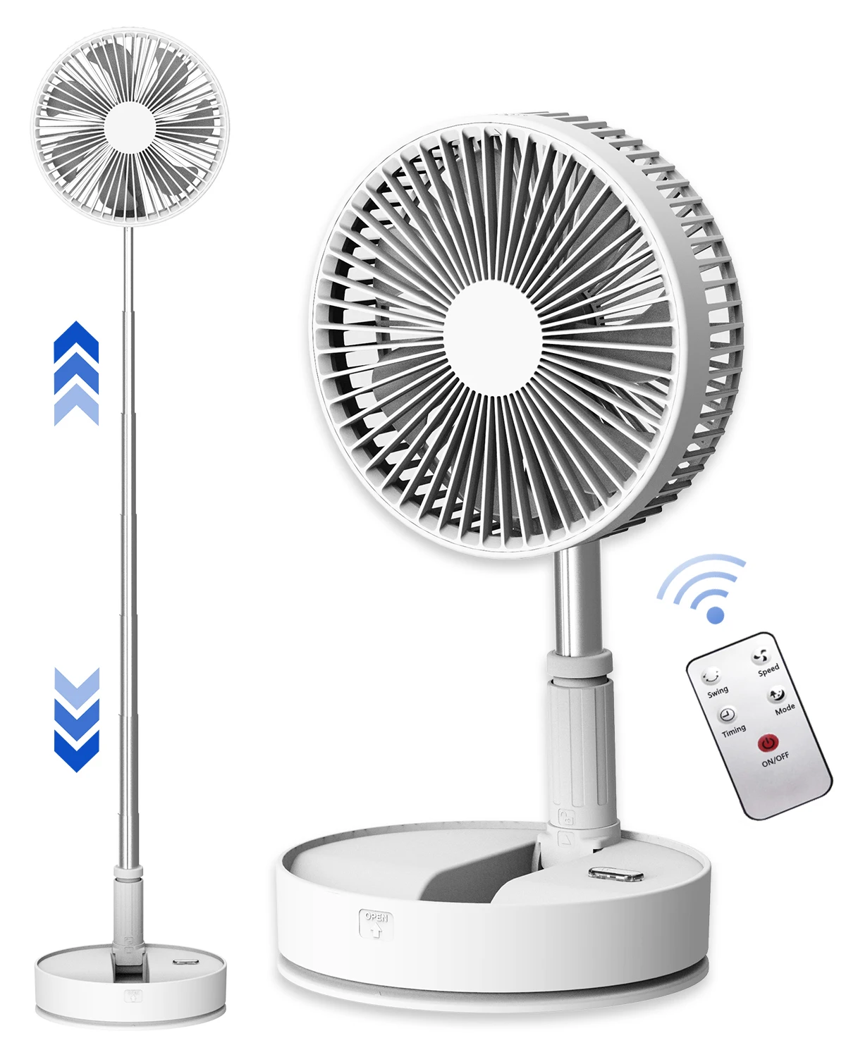 UNITEDTME Oscillating Fan Foldaway with Remote Control, Battery Powered  Fan for Camping, 4 Speed, Timer,  Portable