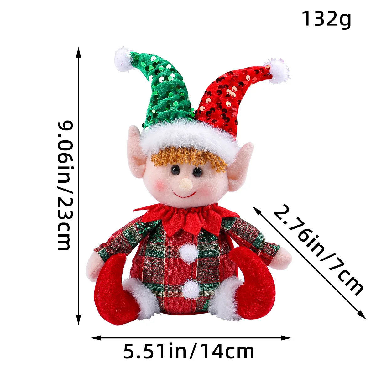 Cute New Year Sitting Sequin Hat Elf Figure Gift Sitting Posture Boys and Girl Elf Stuffed Doll Christmas Decoration Plush Doll